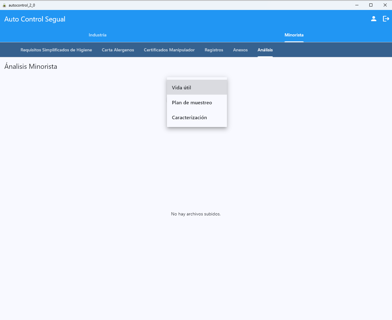 Análisis Minorista en AutoControl — gestión de vida útil, plan de muestreo y caracterización para establecimientos de hostelería